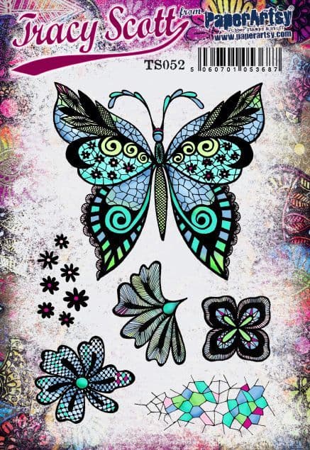 PaperArtsy Rubber Stamp Set Butterfly designed by Tracy Scott (TS052)