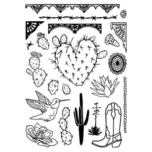 Sizzix Studio Clear Stamps Set 22PK w/3PK Stencils - Western by Vic Hollins (666854)