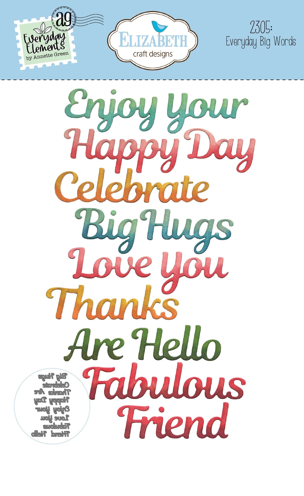 Elizabeth Craft Designs Romance Revival Collection Everyday Big Words  by Annette Green (2305)