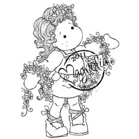 Magnolia Rubber Stamps- EZ Mounted Stamp- Tilda with winding flowers (SM12)