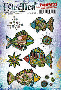PaperArtsy Eclectica3 Rubber Stamp Set Boho Fish designed by Gwen Lafleur (EGL15)