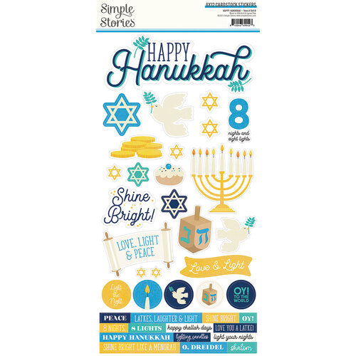 Simple Stories Happy Hanukkah Collection 6x12 Cardstock Stickers (15957)