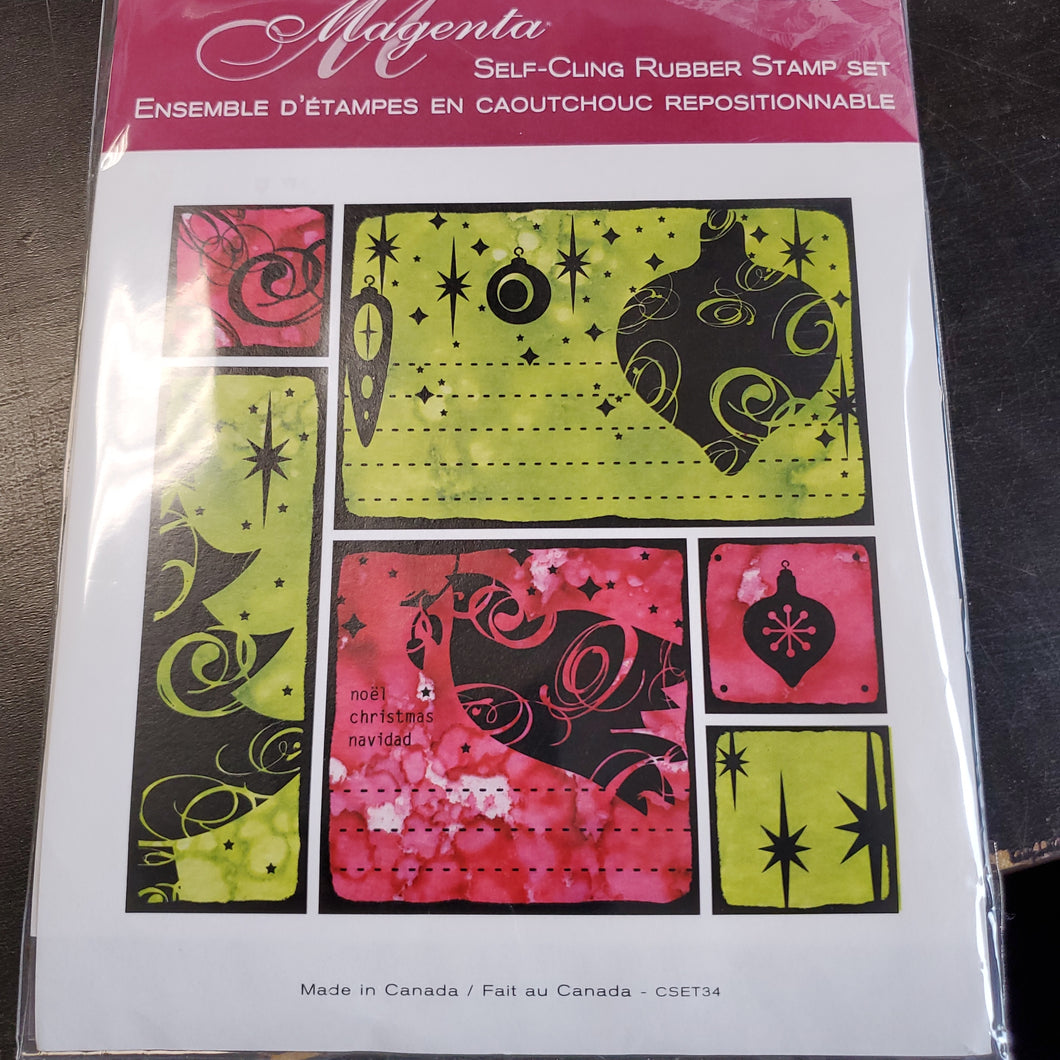 Magenta Self-Cling Rubber Stamp Set - Christmas Silhouette (CSET34)
