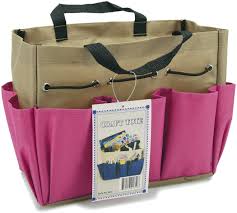 Allary Project Tote 9-1/2 Inch by 8-1/2 Inch by 5 Inch, Pink/Khaki (1611)