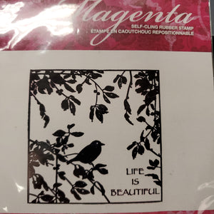 Magenta Self-Cling Rubber Stamp - Life is Beautiful (C0581-M)