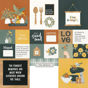 Simple Stories Hearth & Home Collection 12x12 Designer Cardstock 2x2 and 4x4 Elements (16512)