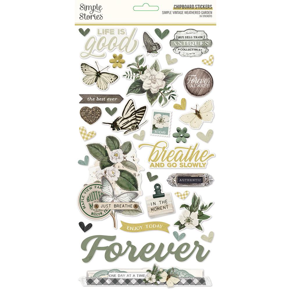 Simple Stories Simple Vintage Weathered Garden Chipboard Stickers (16720)