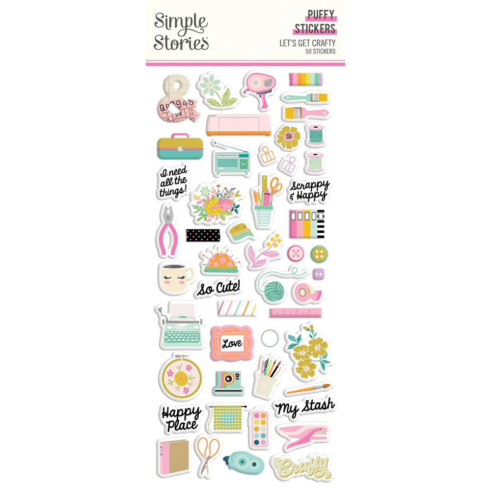 Simple Stories Let's Get Crafty Collection Puffy Stickers (17222)