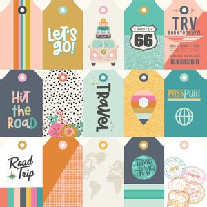 Simple Stories Let's Go Collection 12x12 Scrapbook Paper Tags (17709)