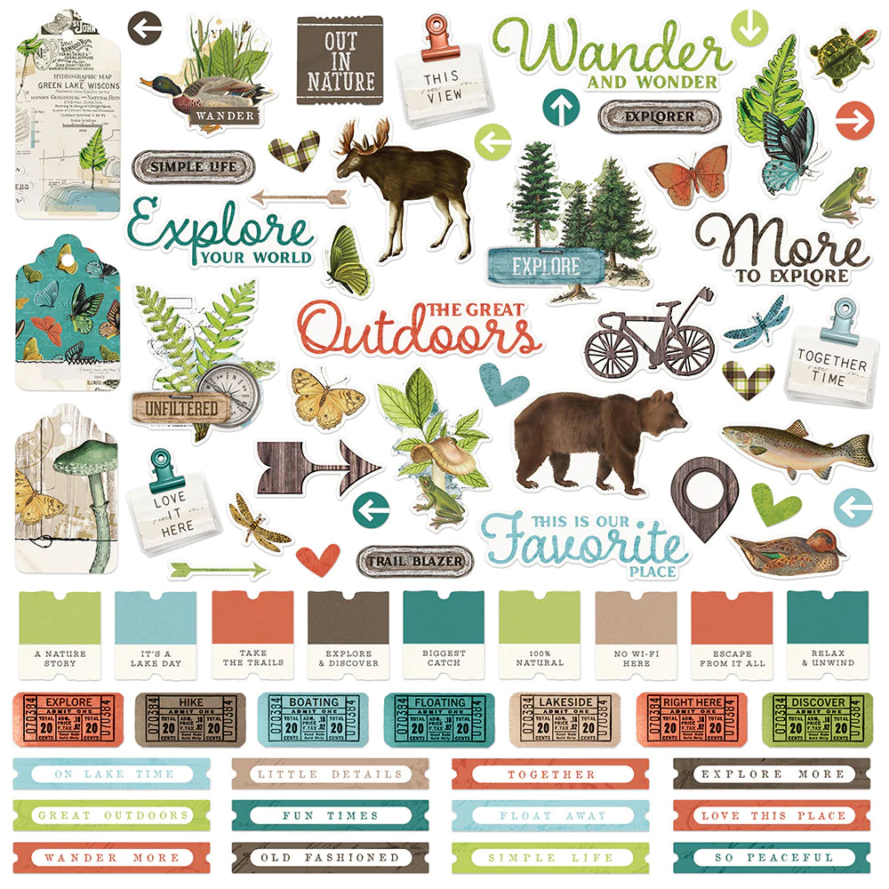 Simple Stories Simple Vintage Lakeside Collection Cardstock Stickers (18001)