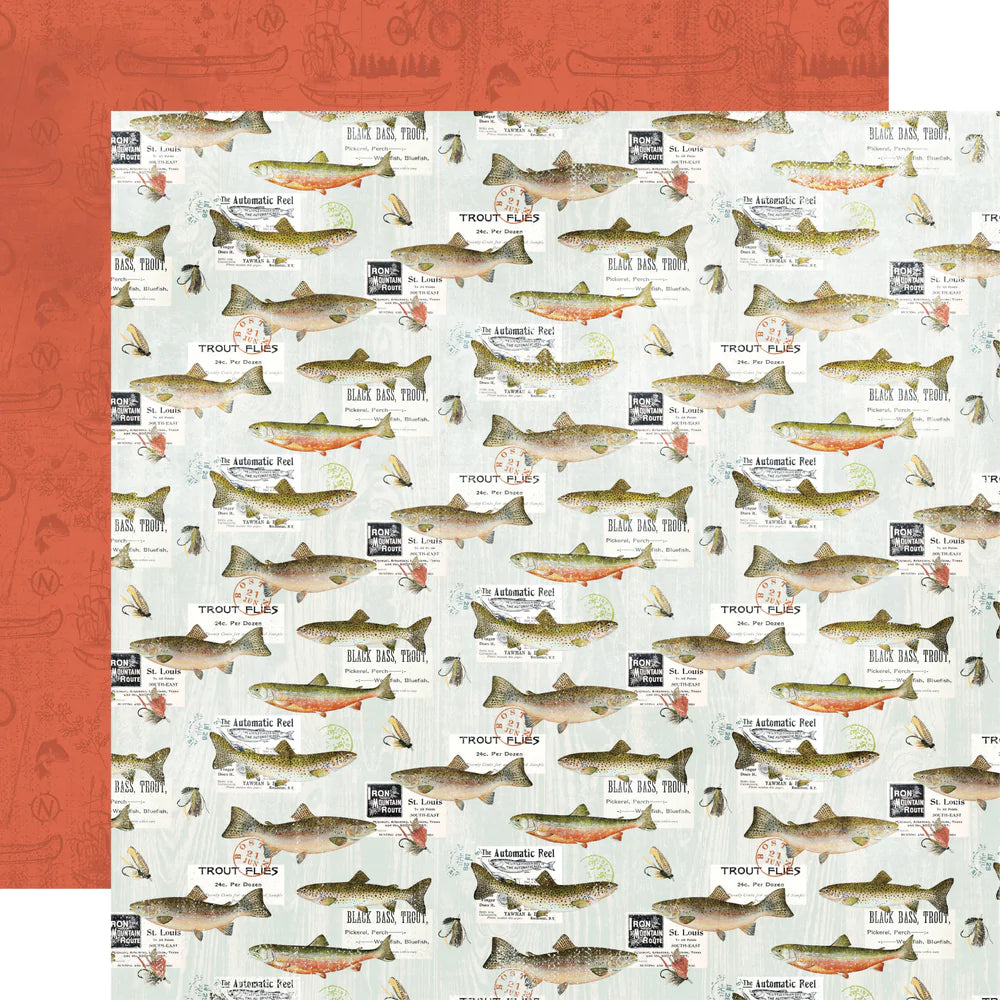 Simple Stories Simple Vintage Lakeside Collection 12x12 Scrapbook Paper Catch of the Day (18008)