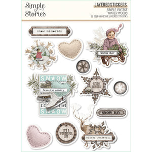 Simple Stories Simple Vintage Winter Woods Collection Layered Stickers (19128)