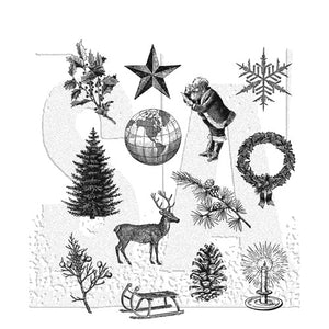 Stampers Anonymous Tim Holtz Cling Rubber Stamps Holiday Things (CMS441)