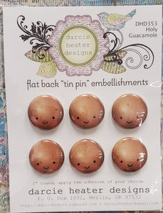 Darcie's Heart & Home: Flat Back "Tin Pin" Embellishments - Holy Guacamole (DHD353)