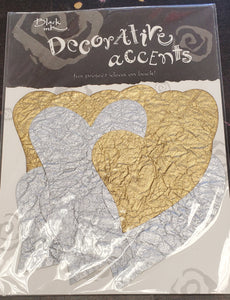 Black Ink Decorative Accents - Gold & Silver Hearts (DA-9409)