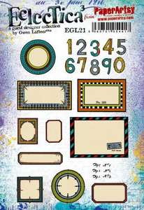 PaperArtsy Eclectica3 Rubber Stamp Set Labels & Numbers designed by Gwen Lafleur (EGL21)