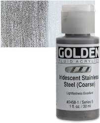 GOLDEN Fluid Acrylics Iridescent Stainless Steel (Coarse) (2458-1)