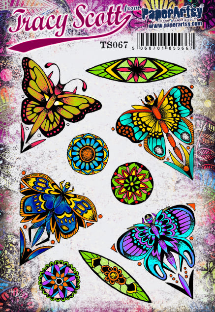 PaperArtsy Rubber Stamp Set Butterflies & Moths designed by Tracy Scott (TS067)