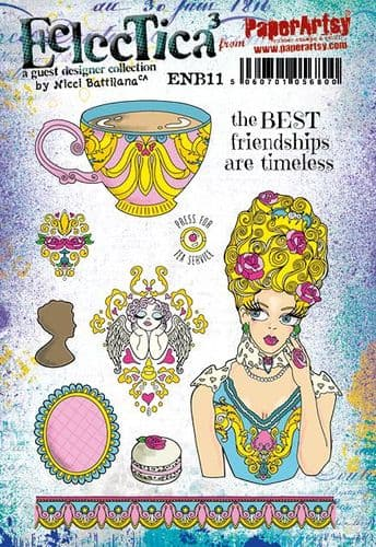 PaperArtsy Rubber Stamp Set Eclectica3 Tea Service by Nicci Dot (ENB11)