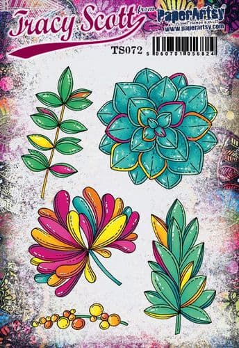 PaperArtsy Rubber Stamp Set Flowers & Leaves designed by Tracy Scott (TS072)