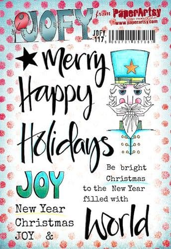 PaperArtsy Rubber Stamp Set Merry Happy Holidays designed by Jo Firth-Young (JOFY117)