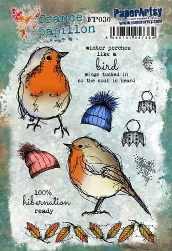Paper Artsy Stamp Set Winter Perches Like A Bird designed by France Papillon (FP030)