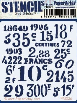 PaperArtsy Stencil Hot Picks Mini Numbered (PM026)