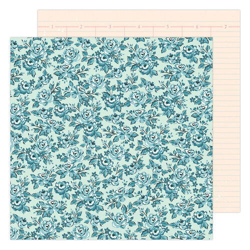 Maggie Holmes Garden Party Collection 12x12 Scrapbook Paper Blossom in Blue (34005533)