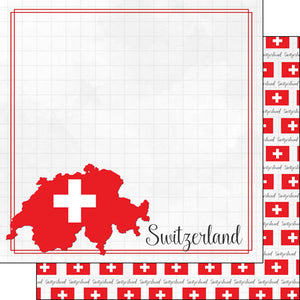 Scrapbook Customs Scrapbook Paper - 12" x 12" - Switzerland Adventure Border DS (38070)