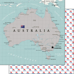 Scrapbook Customs Scrapbook Paper - 12" x 12" - Australia Adventure Map Double Sided (38074)