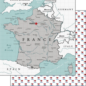 Scrapbook Customs Scrapbook Paper - 12" x 12" - France Adventure Map (38080)