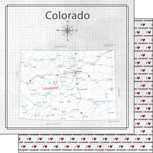 Scrapbook Customs 12x12 Scrapbook Paper Colorado Adventure Map (38530a)