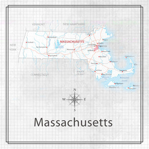 Scrapbook Customs 12x12 Scrapbook Paper Massachusetts Adventure Map (38545a)