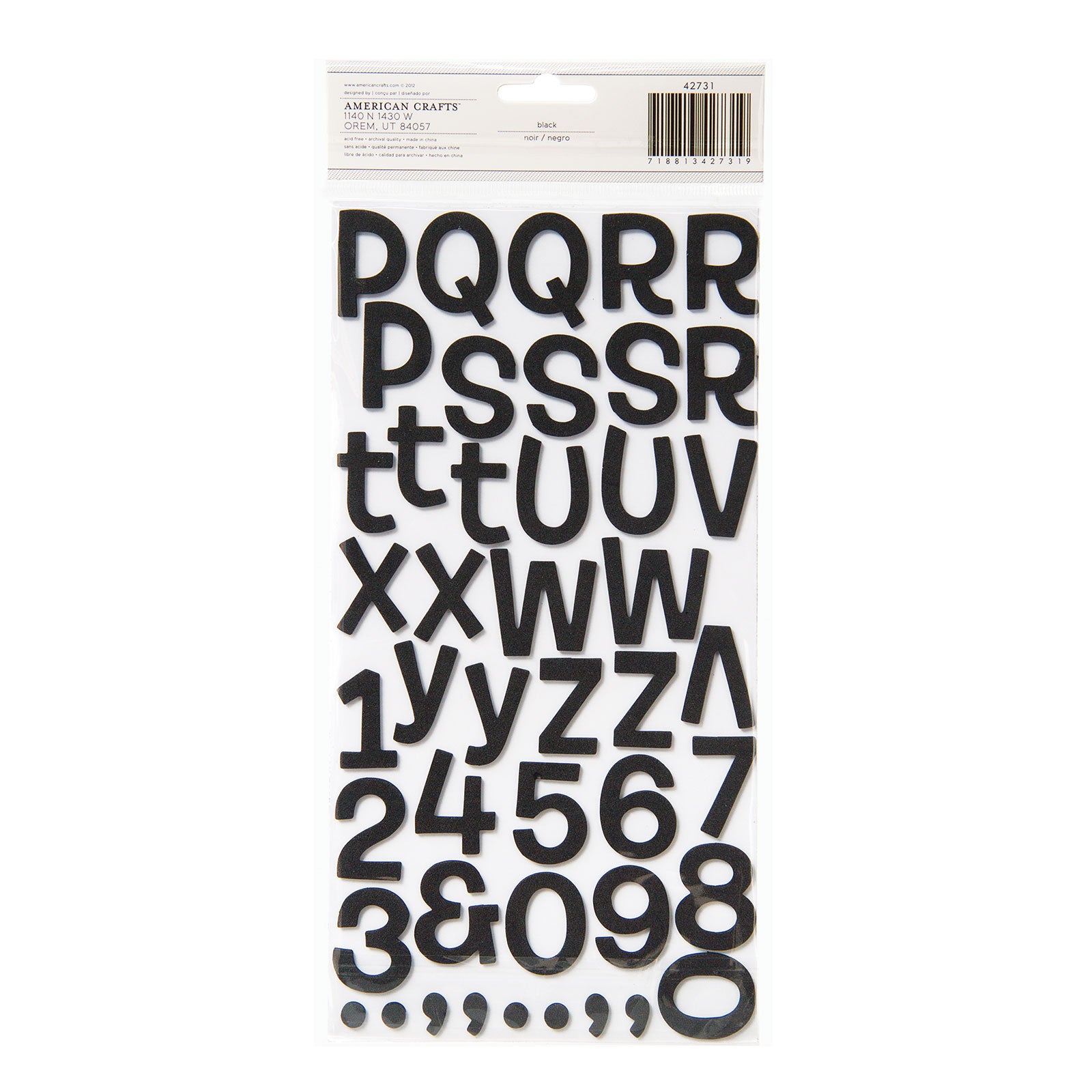 American Crafts Thickers Rootbeer Float Foam Letter Stickers Black