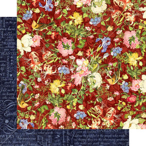 Graphic 45 12x12 Scrapbook Paper Floral Shoppe Collection Scarlet Serenity (4501695)