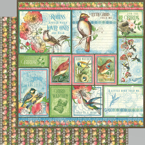 Graphic 45 Bird Watcher Collection 12X12 Scrapbook Paper - Look Up! (4502204)