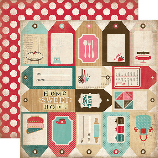 Carta Bella Home Sweet Home Collection 12x12 Scrapbook Paper Baking Tags (CBHSH47013)
