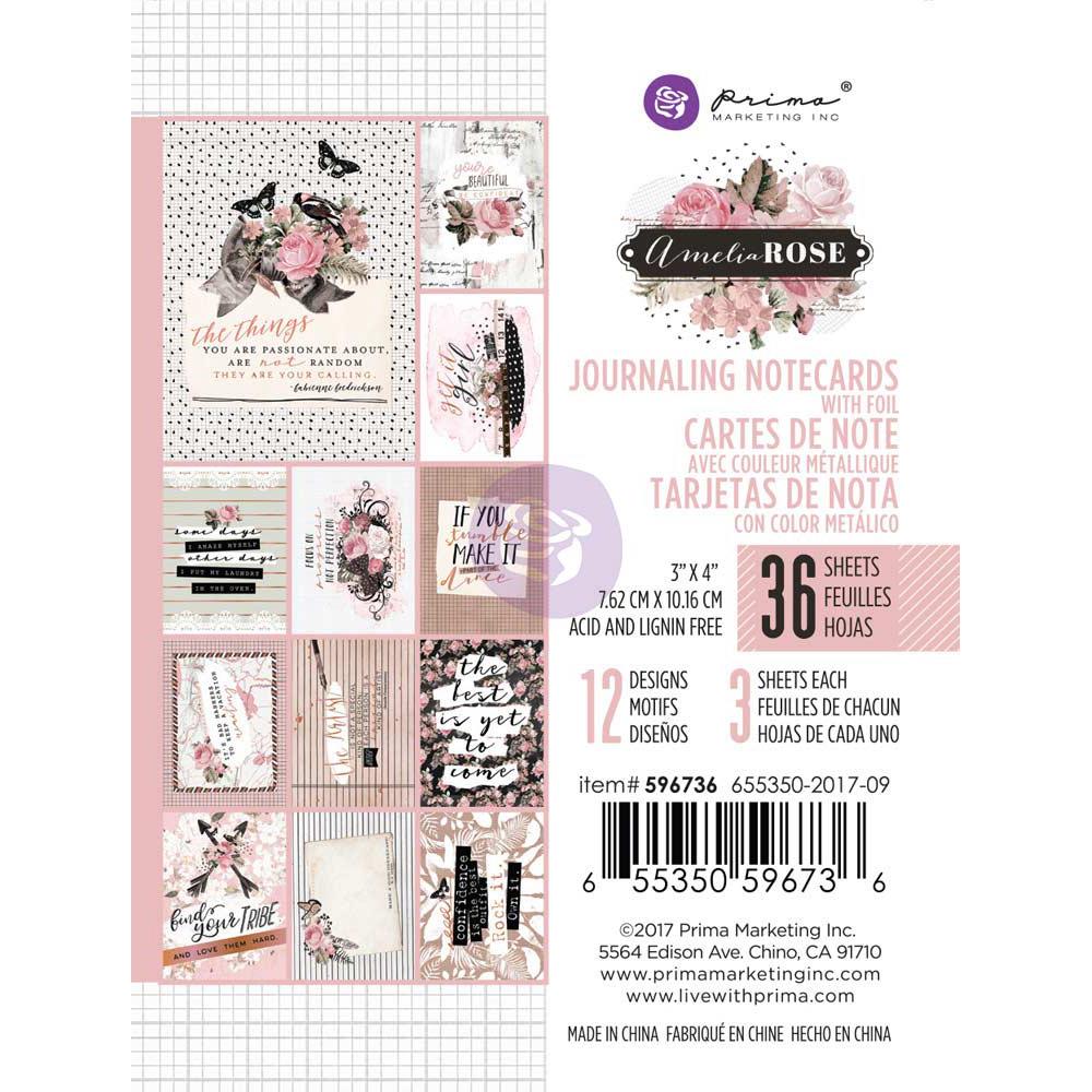 Prima Marketing Amelia Rose Journaling Notecards with Foil 3x4 (596736)