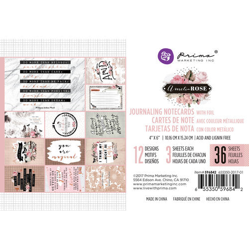 Prima Amelia Rose Journaling Notecards with Foil (596842)