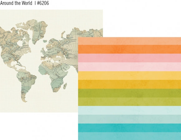 Simple Stories You Are Here! Collection 12x12 Scrapbook Paper Around the World (6206)