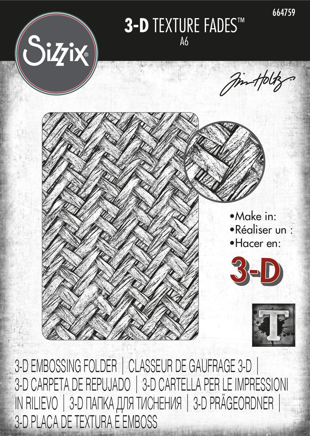 Sizzix 3-D Texture Fades Embossing Folder Intertwine by Tim Holtz (664759)