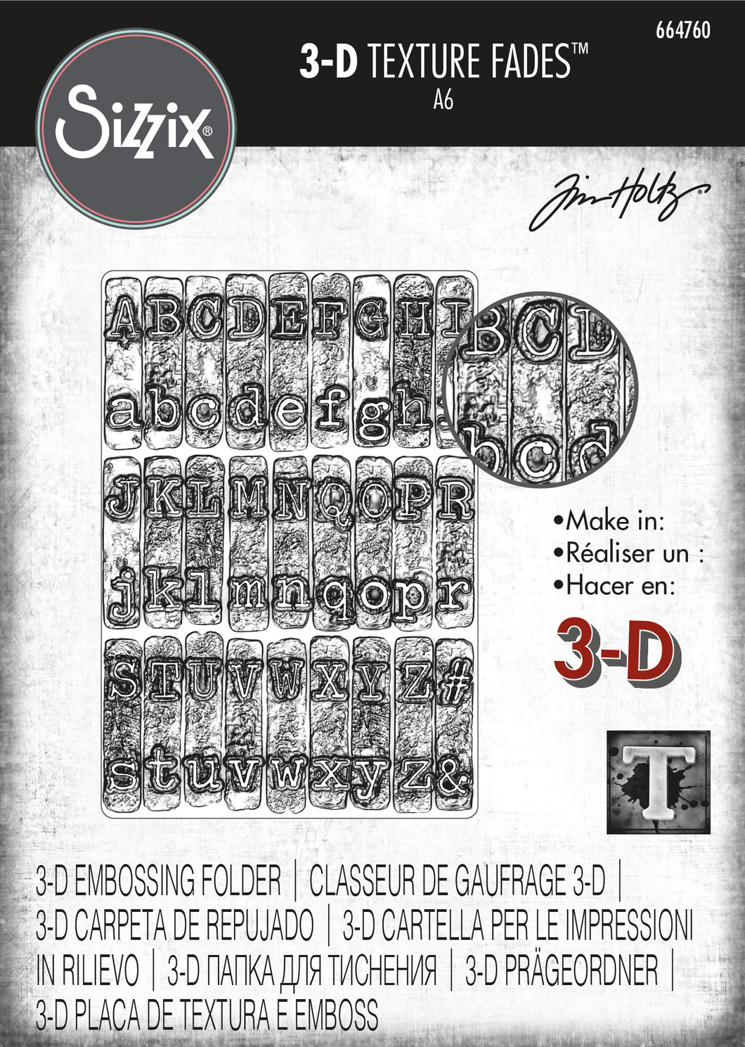 Sizzix 3-D Texture Fades Embossing Folder - Typewriter by Tim Holtz (664760)