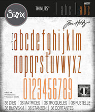 Load image into Gallery viewer, Sizzix Thinlits Die Set Alphanumeric Stretch Lower &amp; Numbers by Tim Holtz (665207)

