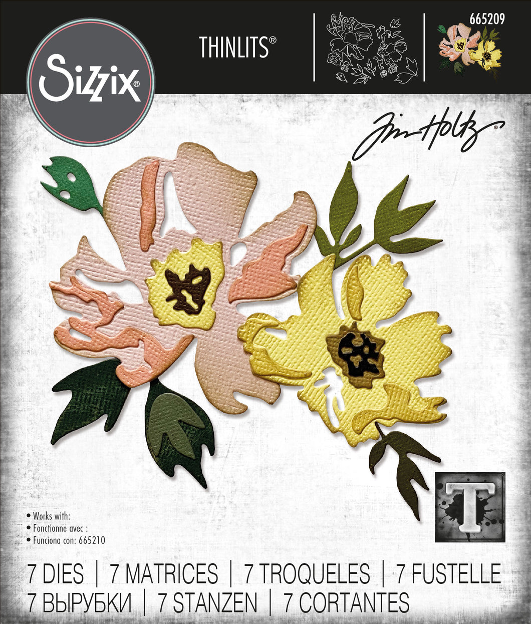 Sizzix Thinlits Die Set 7PK - Brushstroke Flowers #1 by Tim Holtz (665209)