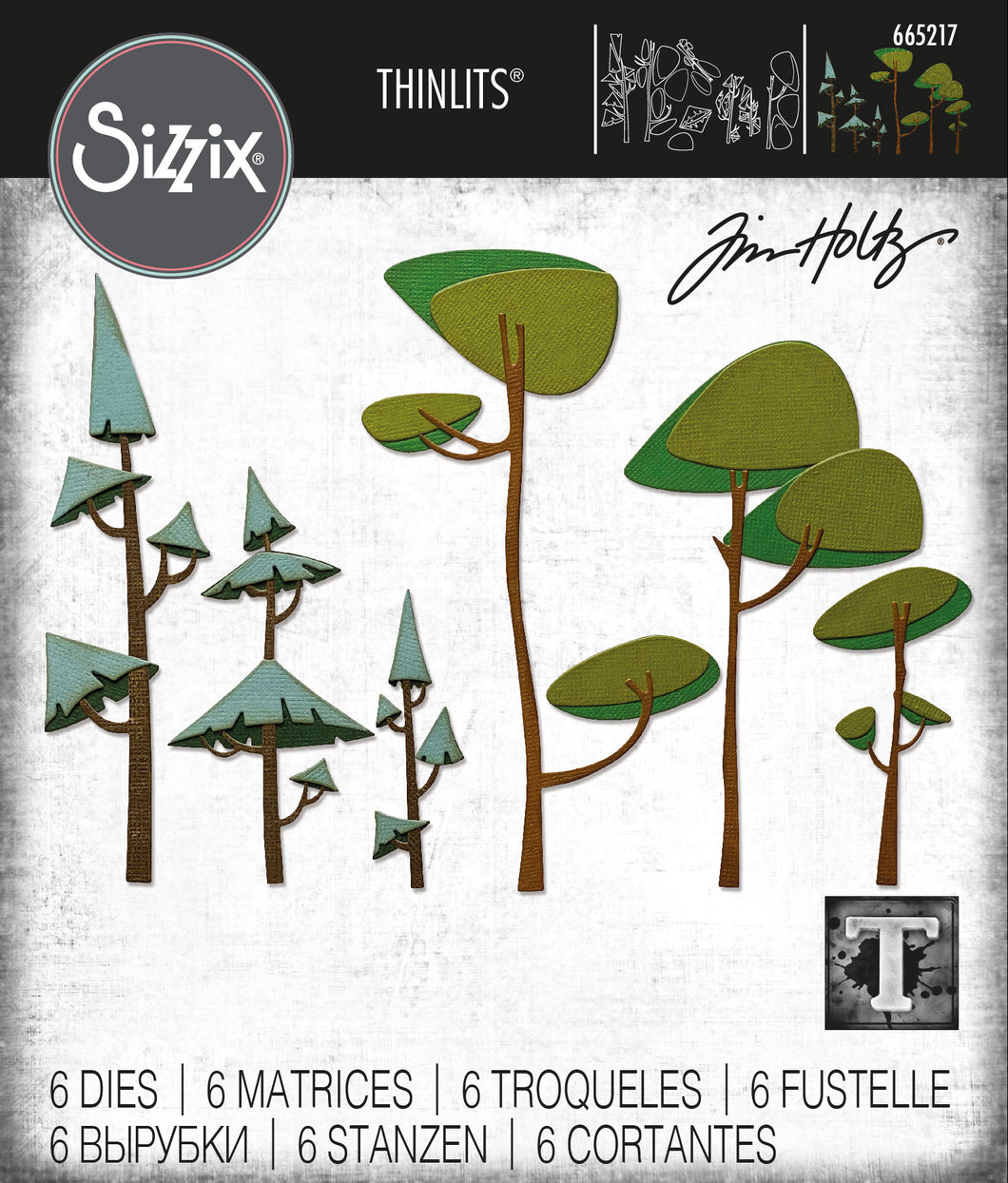 Sizzix Thinlits Die Set 6PK - Funky Trees by Tim Holtz (665217)