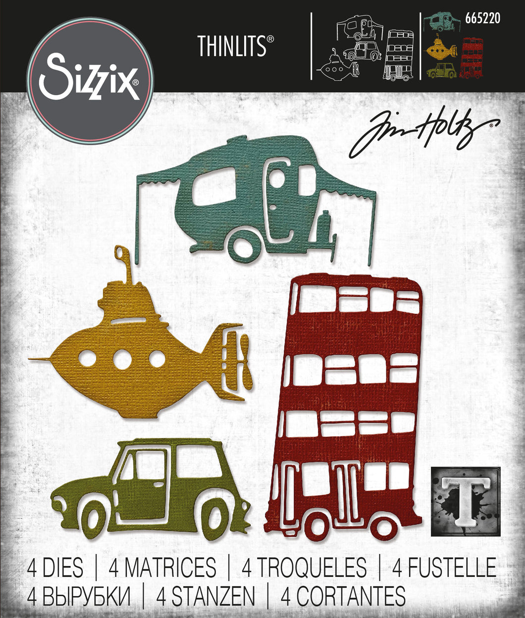 Sizzix Thinlits Die Set 4PK Wacky Transport #1 by Tim Holtz (665220)