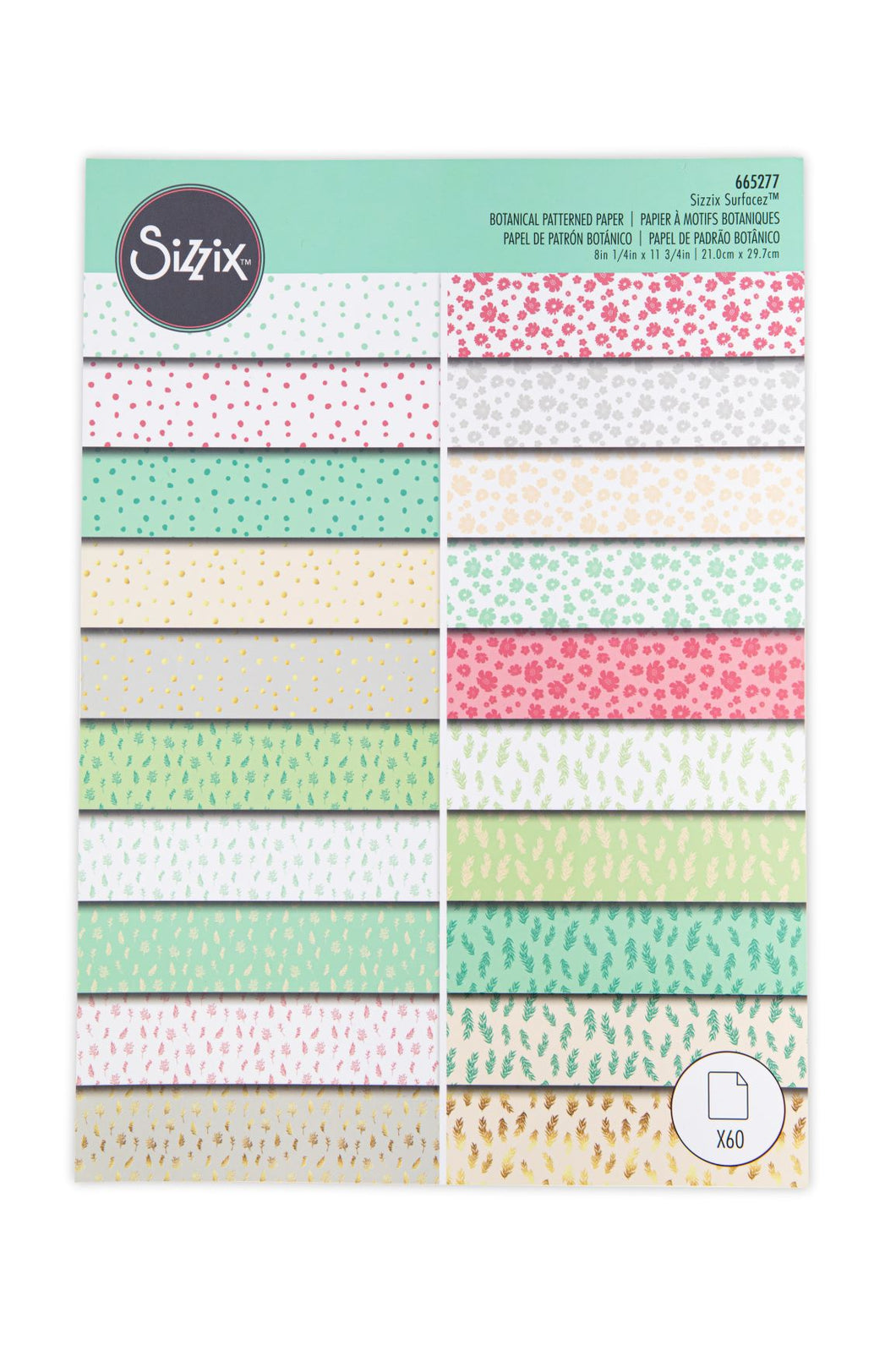 Sizzix Surfacez Pattern Paper Cardstock Pack Botanical (665277)