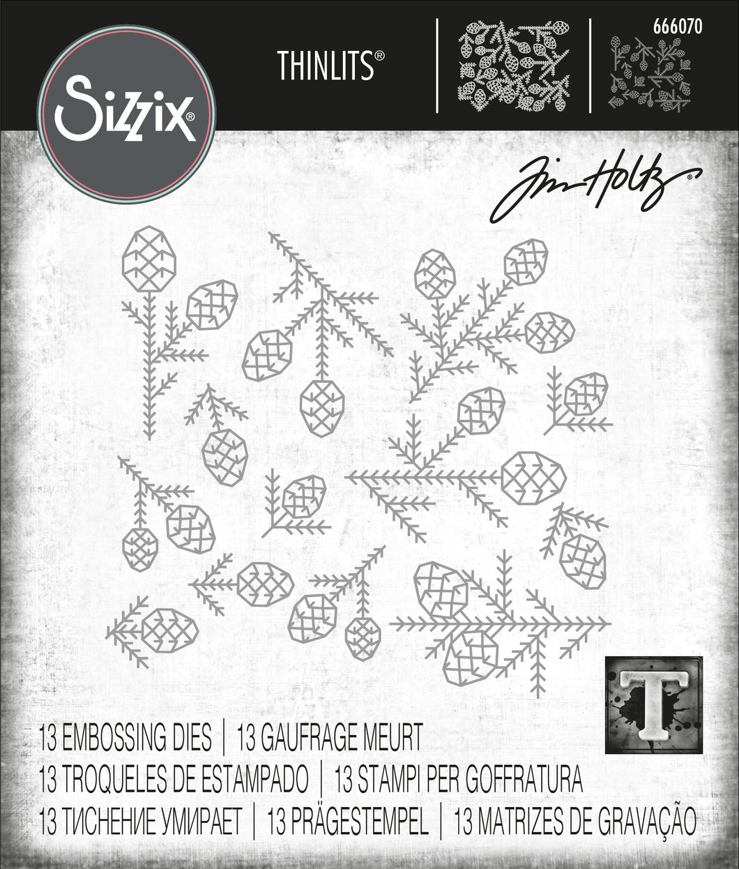 Sizzix Thinlits Die Set Pine Patterns by Tim Holtz (666070)