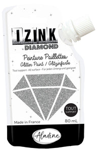 Aladine IZINK Diamond Glitter Paint Silver Argente (80836)