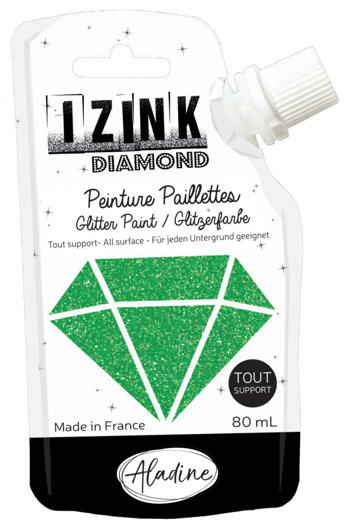 Aladine IZINK Diamond Glitter Paint Dark Emerald Green Vert Fonce (80842)